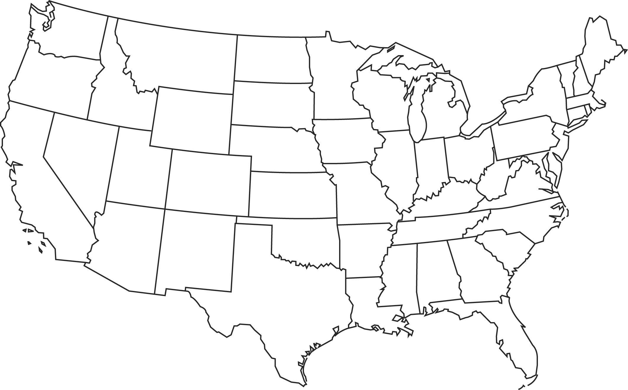 Carte vierge des États-Unis : carte muette et carte vectorielle des États- Unis