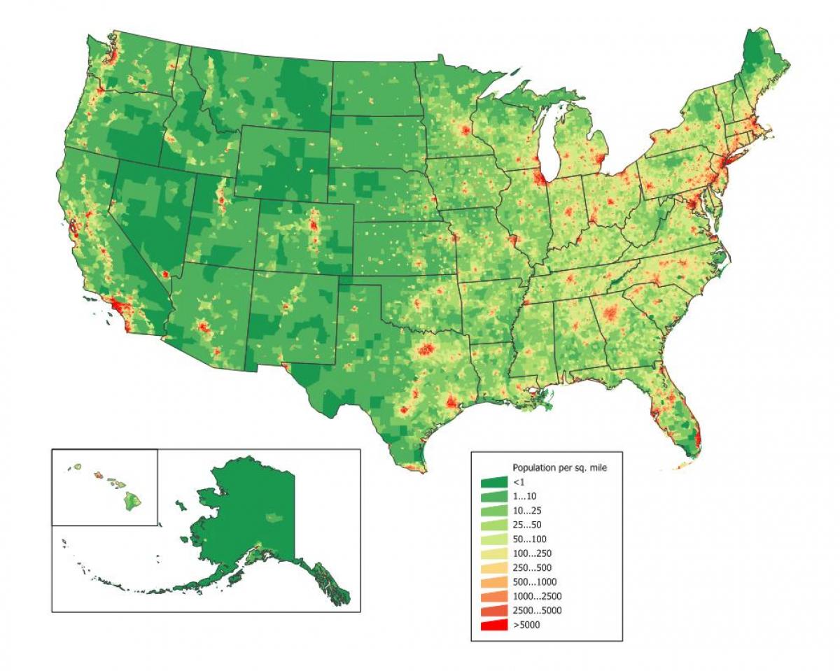 Carte de densité des États-Unis