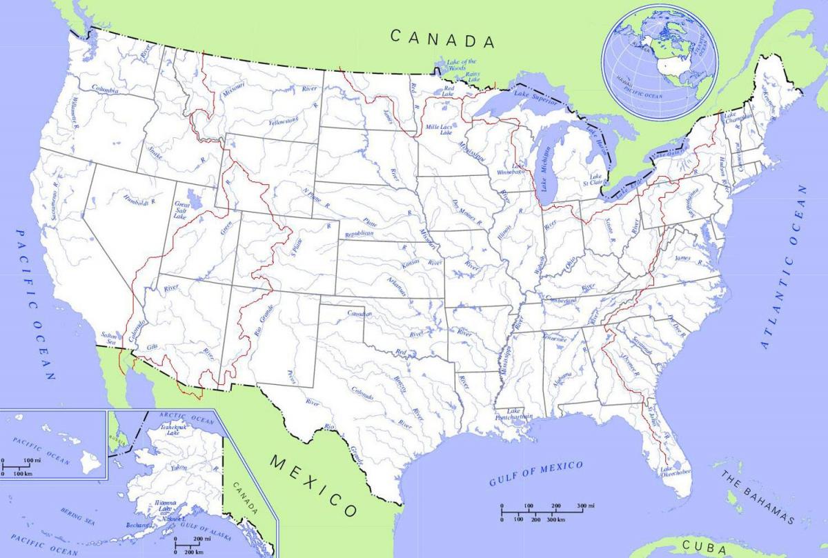 Carte des rivières des États-Unis