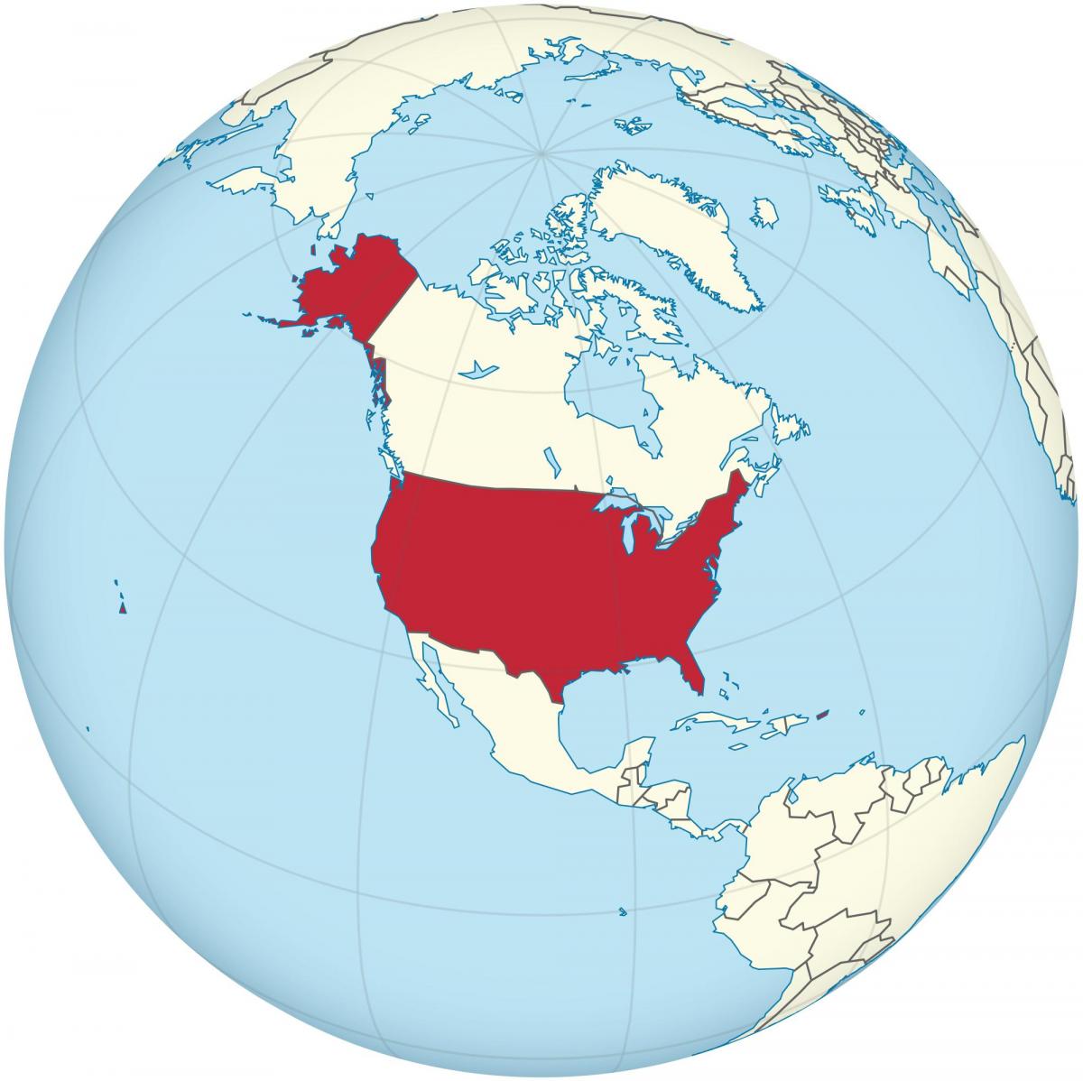 Situation des États-Unis sur la carte des Amériques